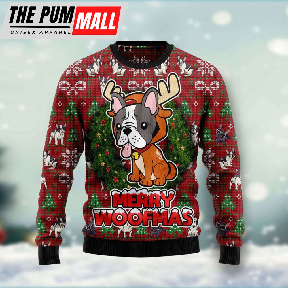 Bulldog Reindeer Ugly Christmas Sweater, Bulldog Reindeer Sweatshirt Christmas Gift
