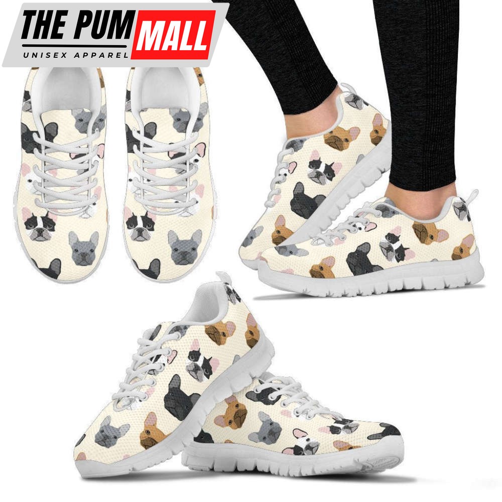 Bulldogs White Women’s Sneakers Walking Running Lightweight Casual Shoes For Dog Lover