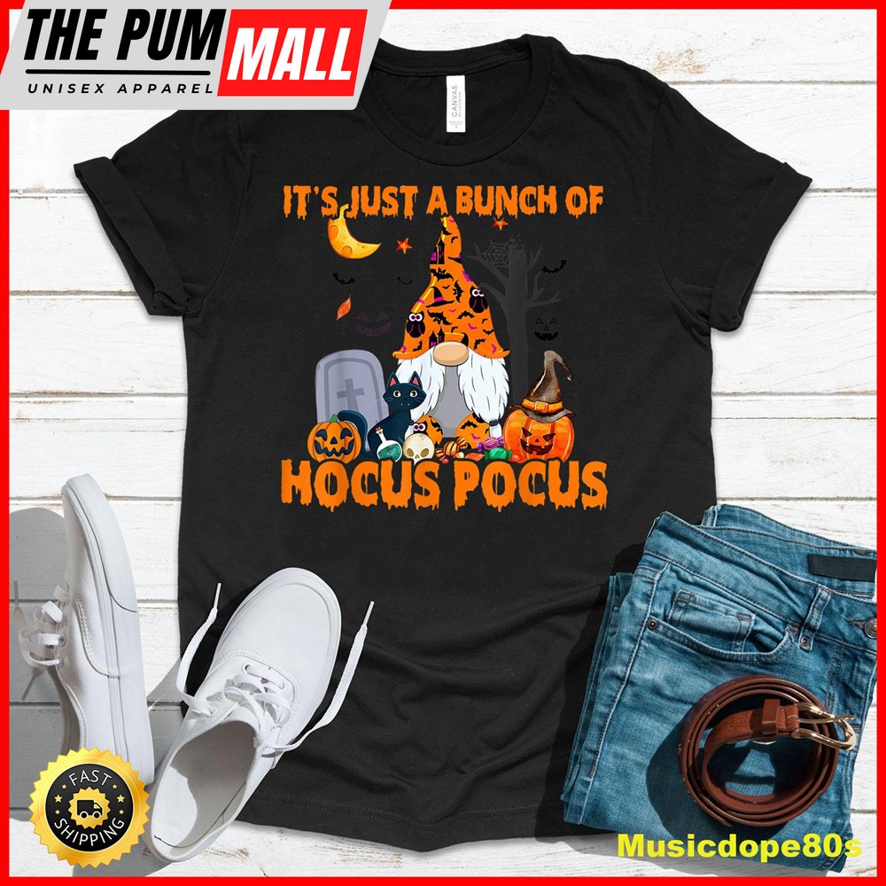 Bunch of Hocus Pocus Pumpkin Gnome Bats Scary Cat T-Shirt