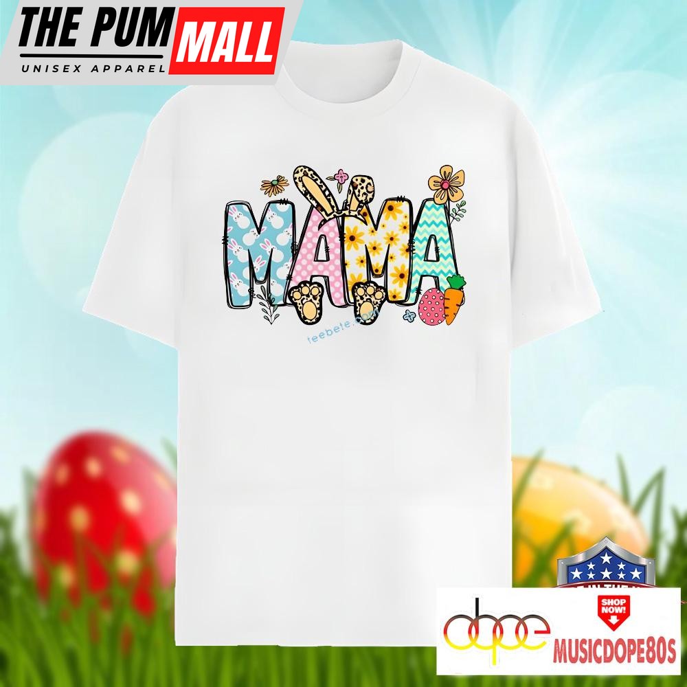 Bunny Mama Flowers Easter Day Shirt Family