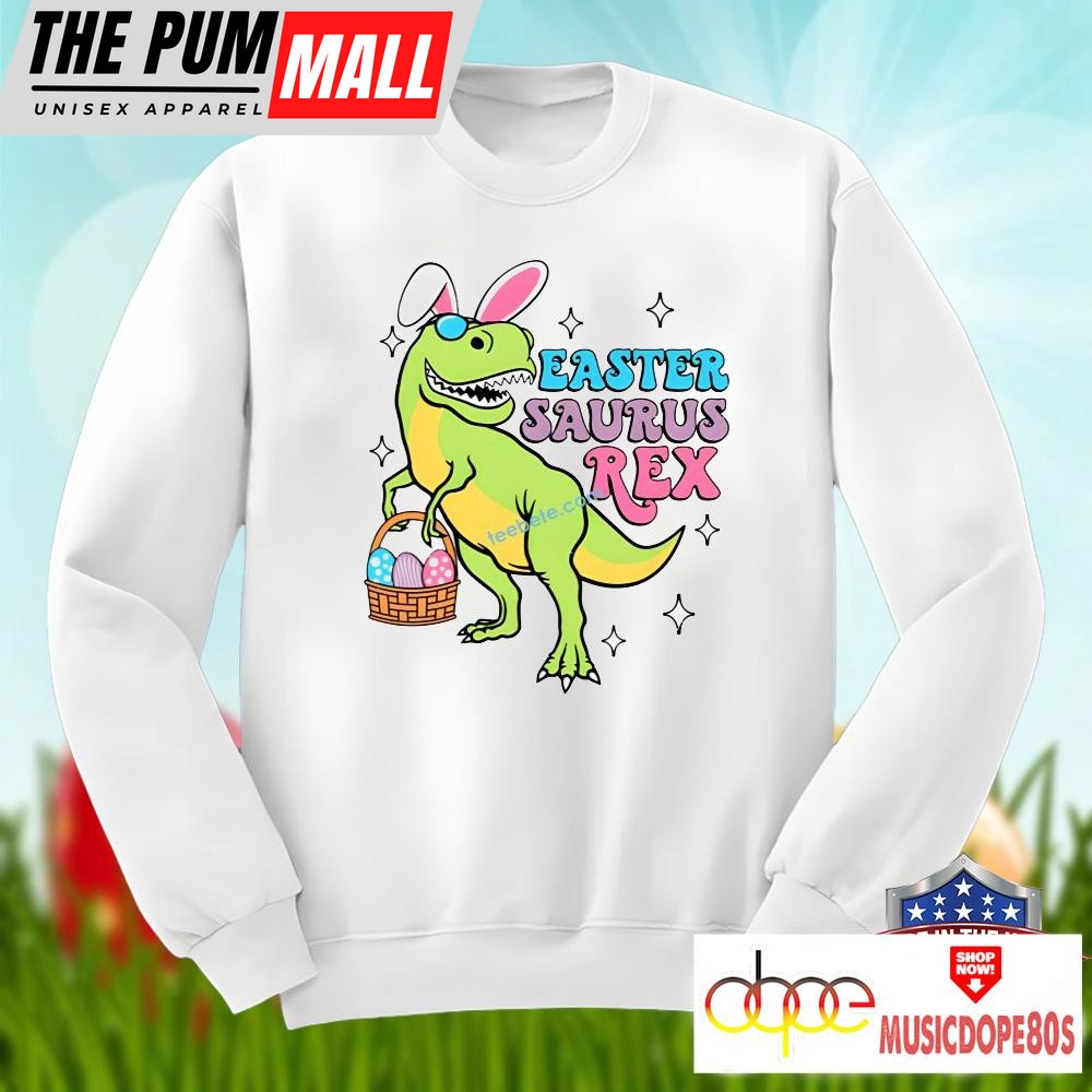bunny-saurus-rex-dinosaur-with-easter-eggs-shirt-cotton-t38r7oa2 Bunny Saurus Rex Dinosaur With Easter Eggs Shirt Cotton