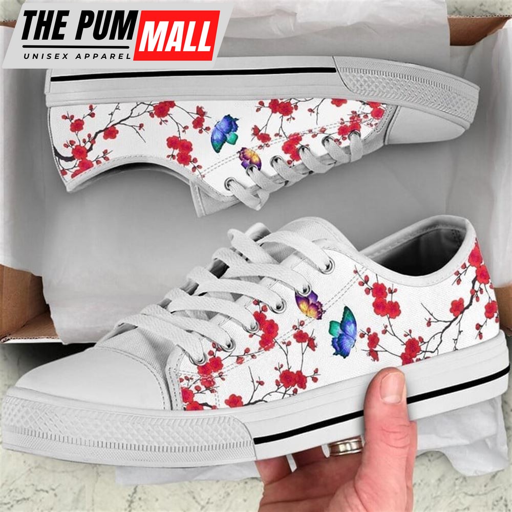 Butterfly Cherry Blossom Low Top Shoes – Low Top Shoes Mens, Women
