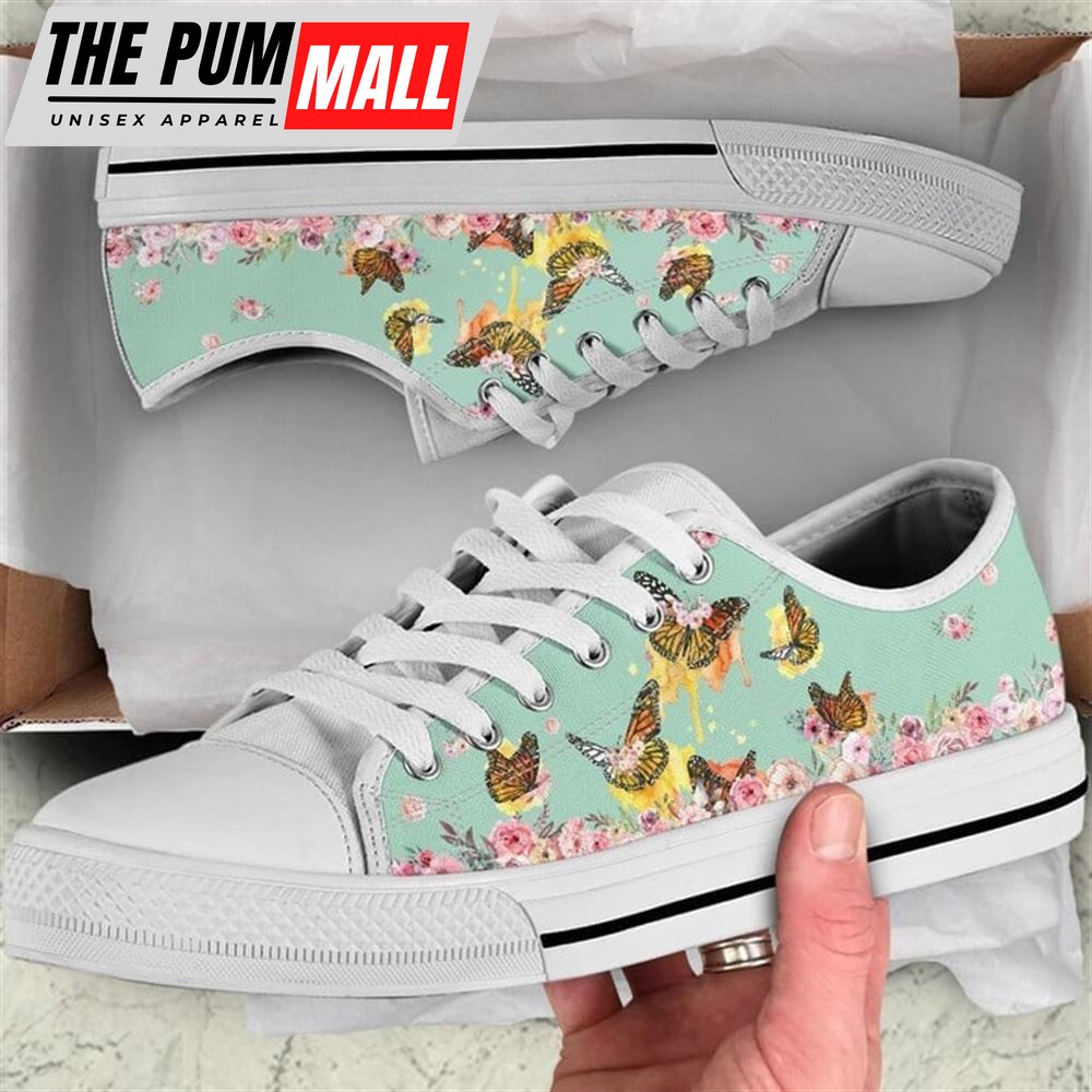 Butterfly Flower Watercolor Low Top Shoes – Low Top Shoes Mens, Women
