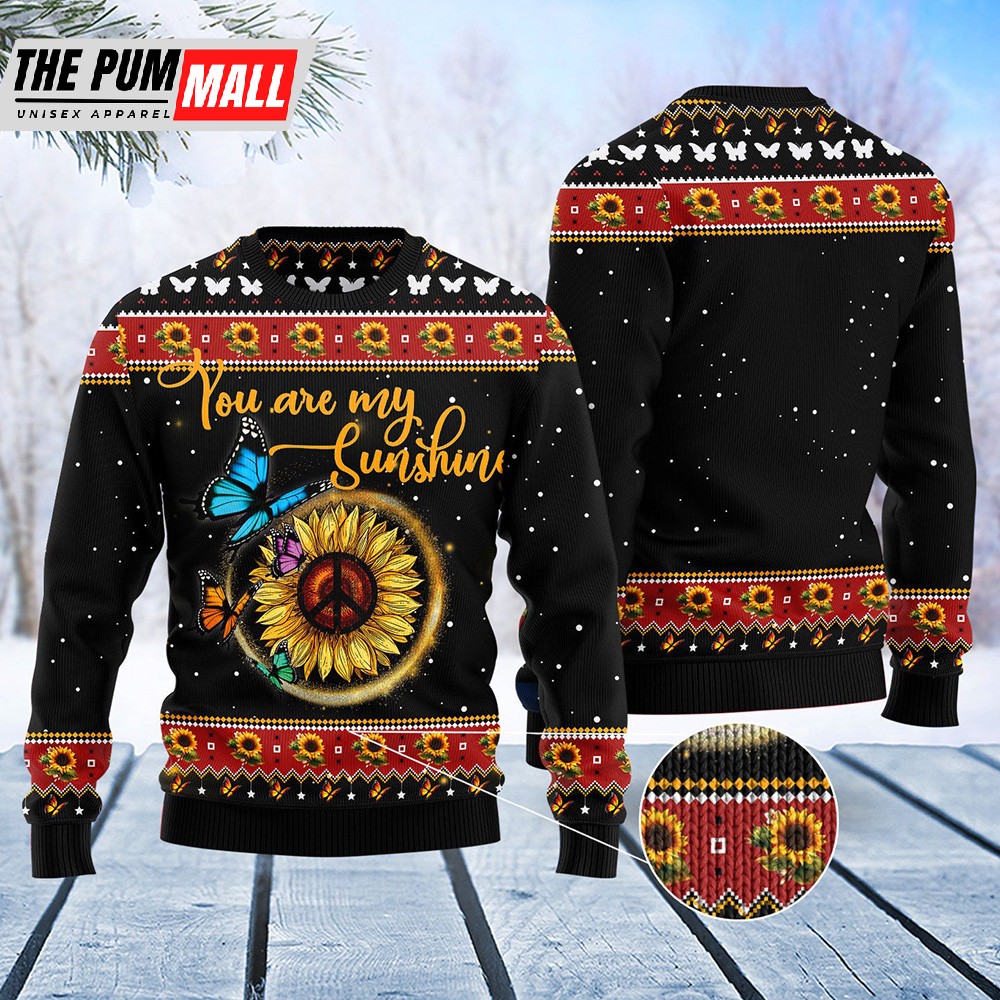 Butterfly Sunshine Ugly Christmas Sweater Christmas Unisex Crewneck Sweater