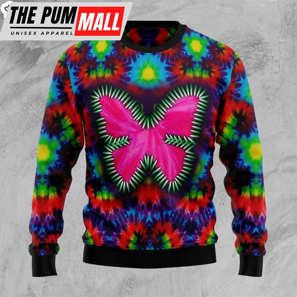 Butterfly Tie Dye Ugly Christmas Sweater – Xmas Gifts For Dog Lovers – Gift For Christmas