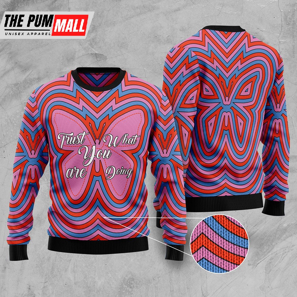 Butterfly Trust Ugly Christmas Sweater Christmas Unisex Crewneck Sweater