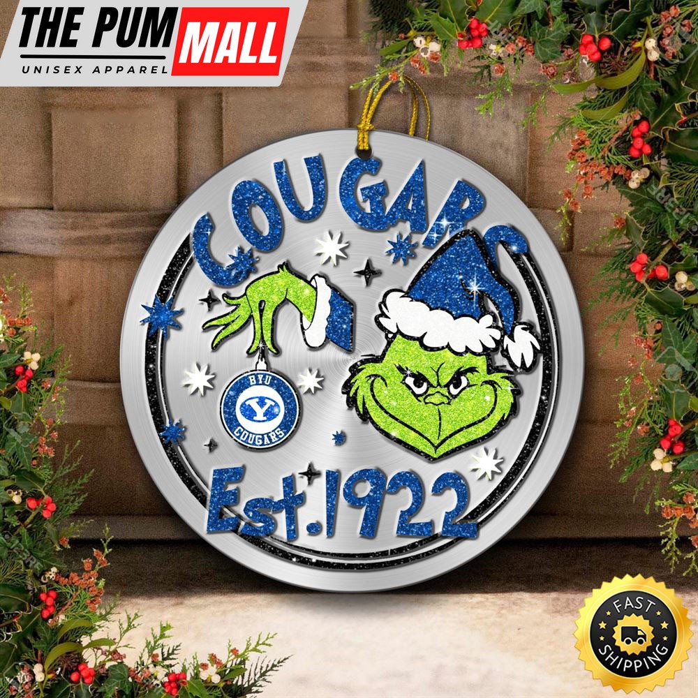 BYU Cougars Grinch Circle Ornaments Christmas Limited Edition