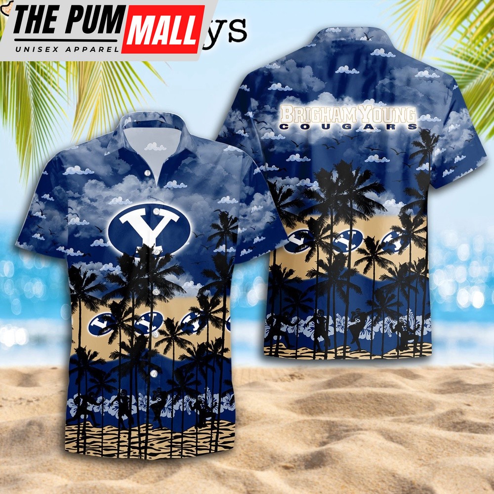 BYU Cougars Palms Tree Hawaiian Shirt