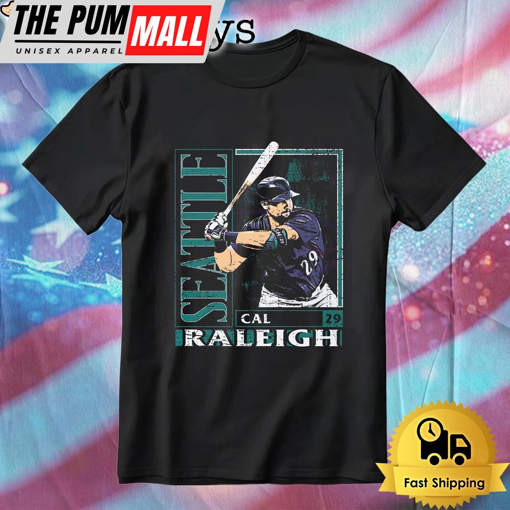 Cal Raleigh Seattle Baseball Card Style Graphic T-Shirt