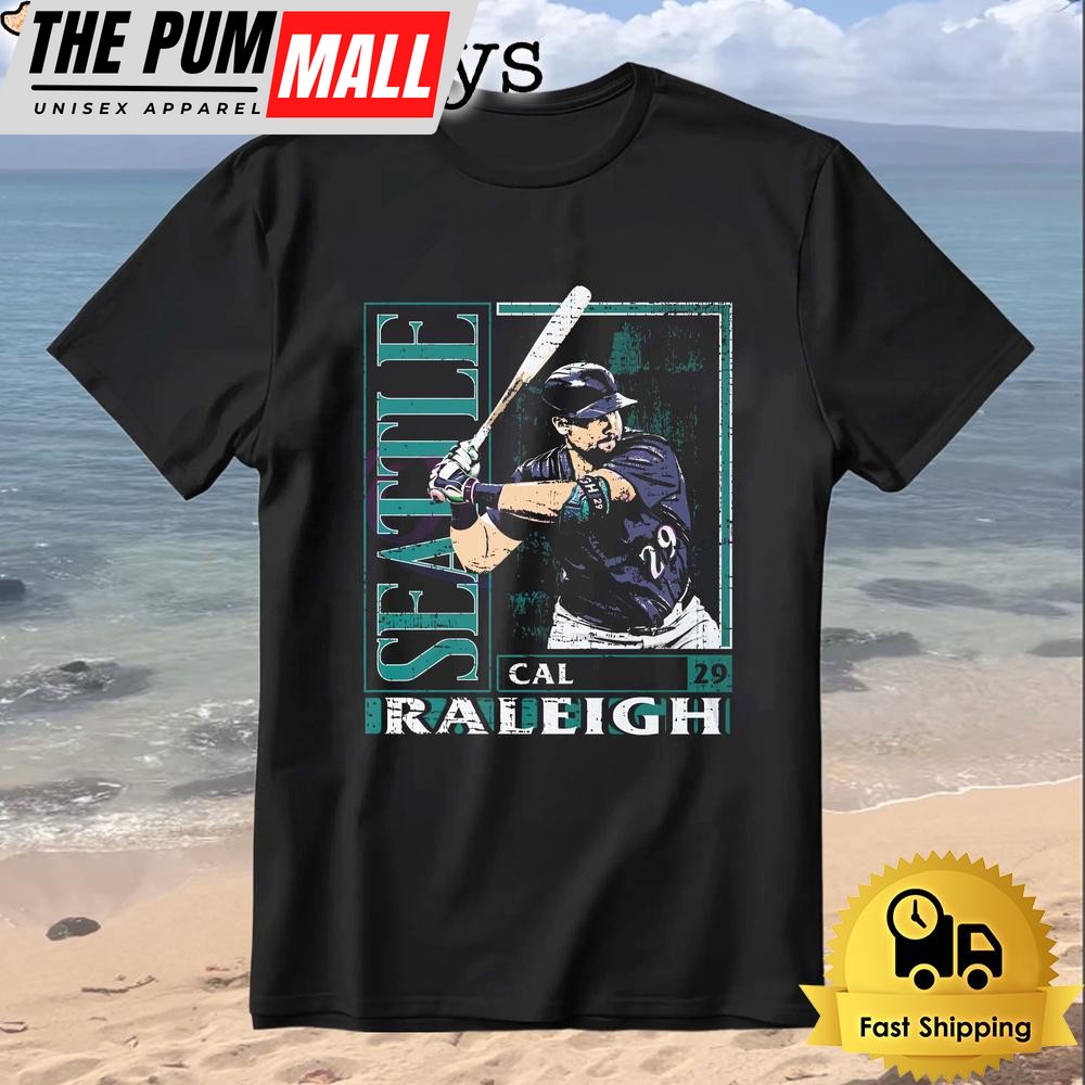Cal Raleigh Seattle Baseball Card Style T-Shirt