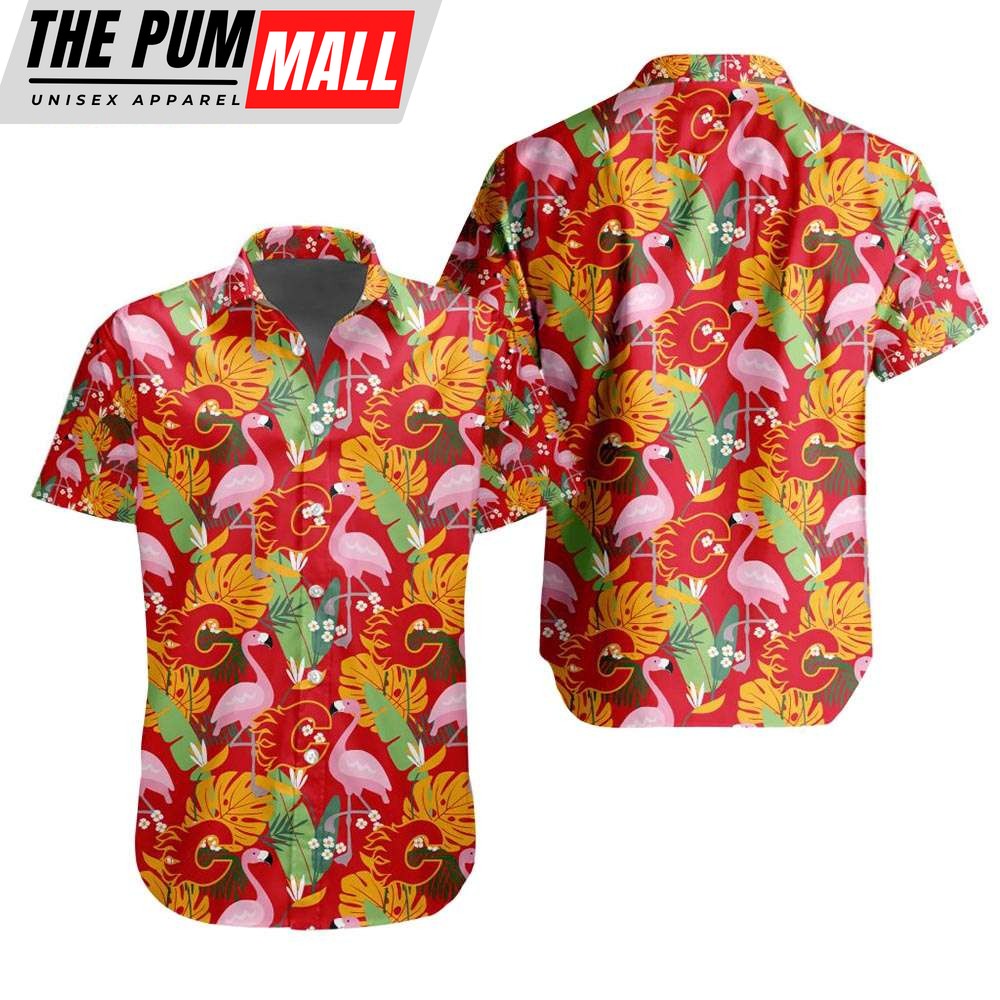 Calgary Flames Flamingo Tropical Hawaiian Shirt NHL Gift