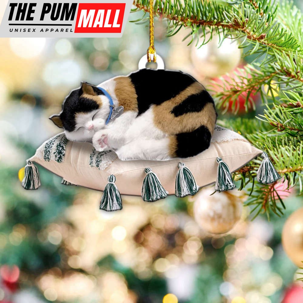 Calico Cat Sleeping On Pillow Ornament Cat Christmas Ornament Christmas Gifts For Cat Lovers Limited Edition