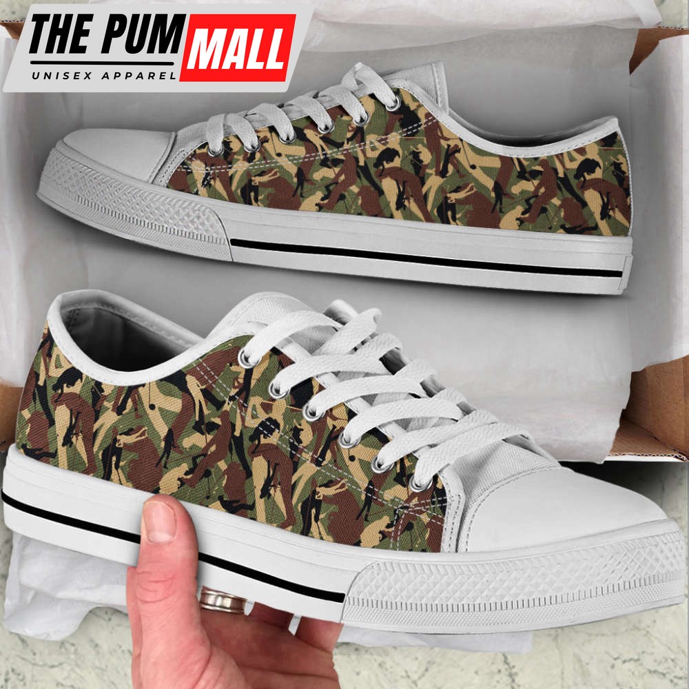 Camo Pattern Golf Low Top Canvas Print Shoes – Stylish Footwear