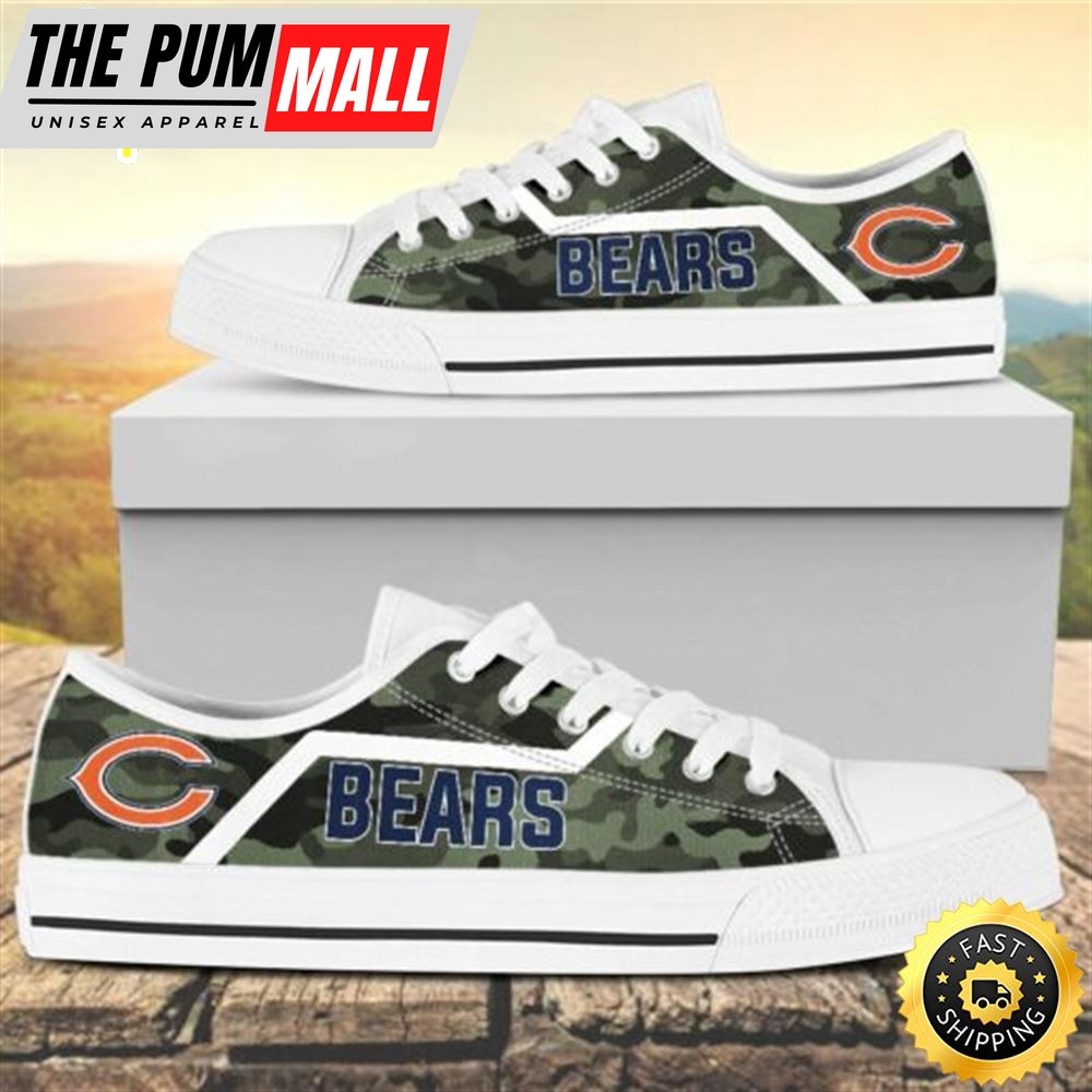 Camouflage Chicago Bears Canvas Low Top Shoes