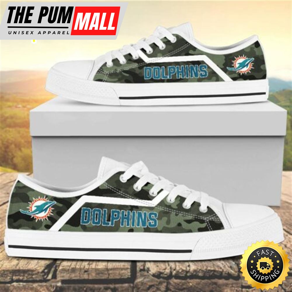 Camouflage Miami Dolphins Canvas Low Top Shoes