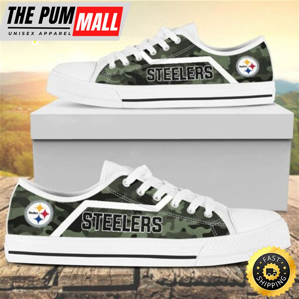 Camouflage Pittsburgh Steelers Canvas Low Top Shoes
