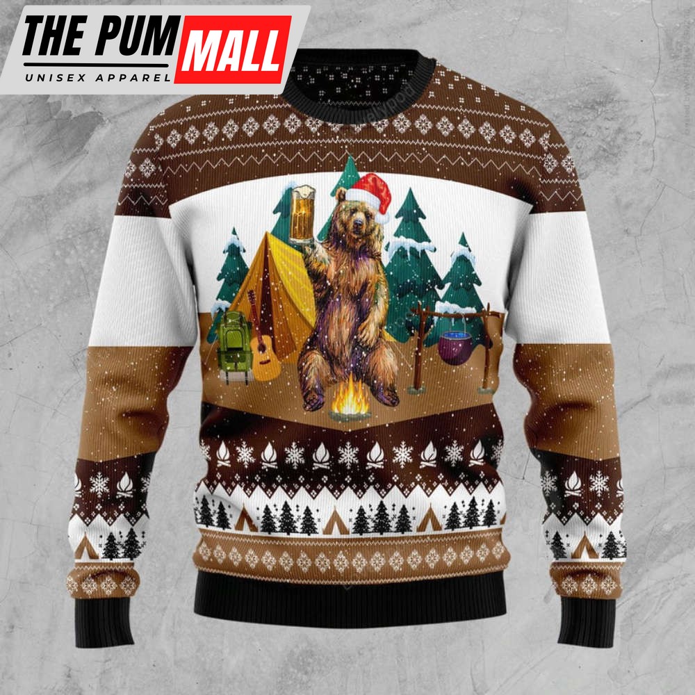 Camping Bear I Hate People Funny Ugly Christmas Sweater – Christmas Gifts