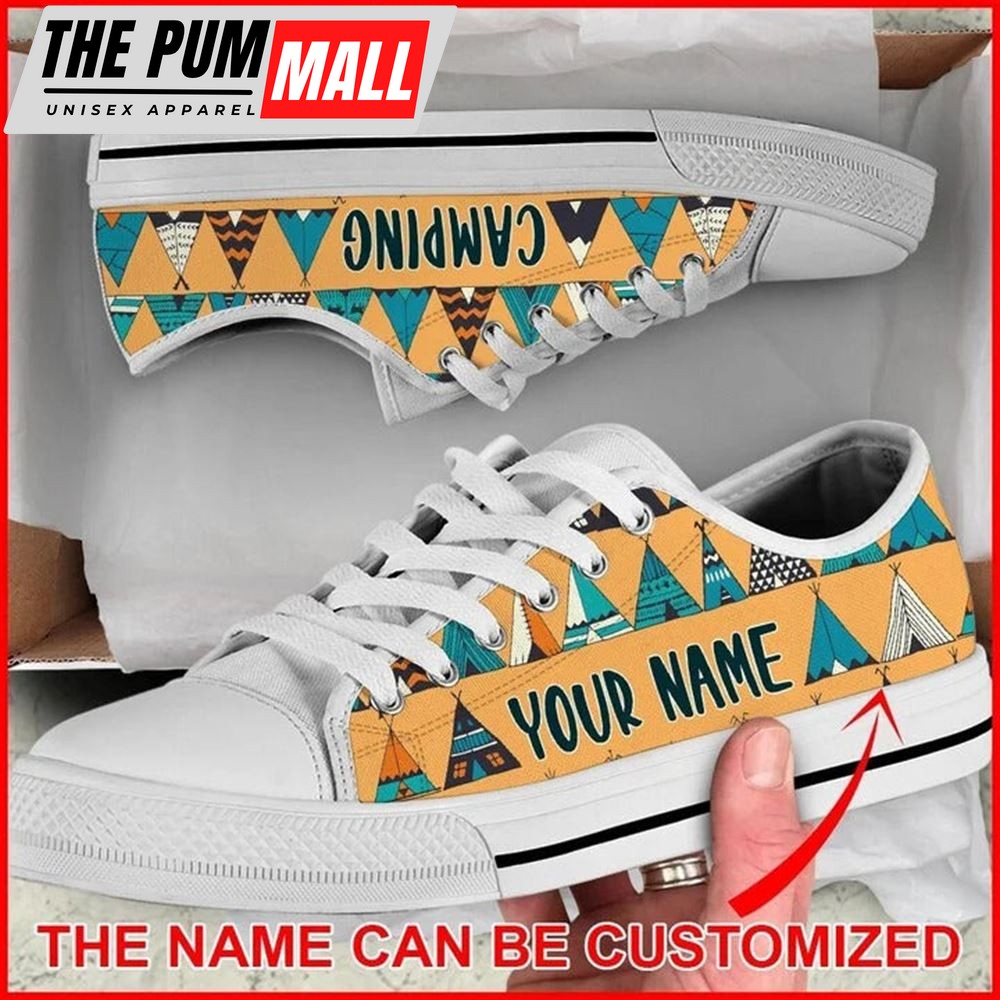 Camping Tents Native American Personalized Canvas Low Top Shoes – Low Top Shoes Mens, Women