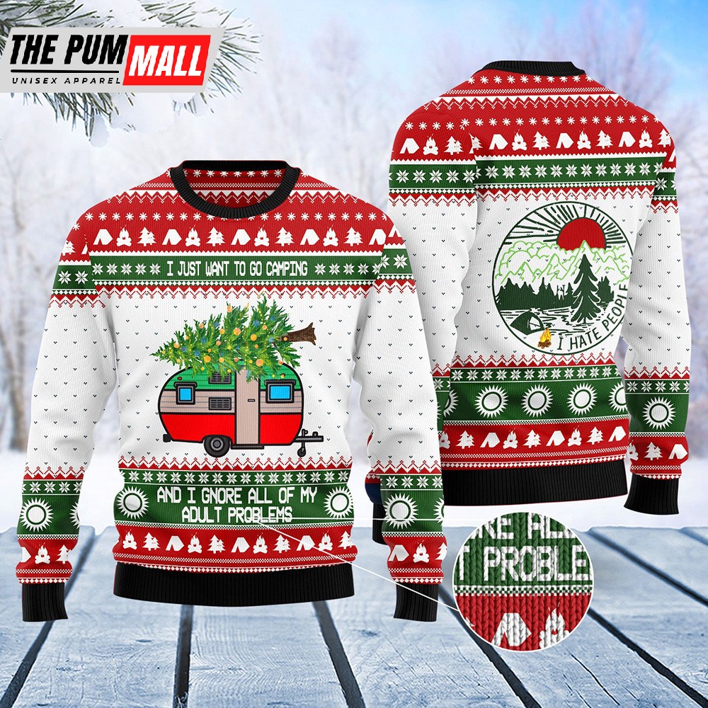 Camping Ugly Christmas Sweater Lover Xmas Sweater Gift