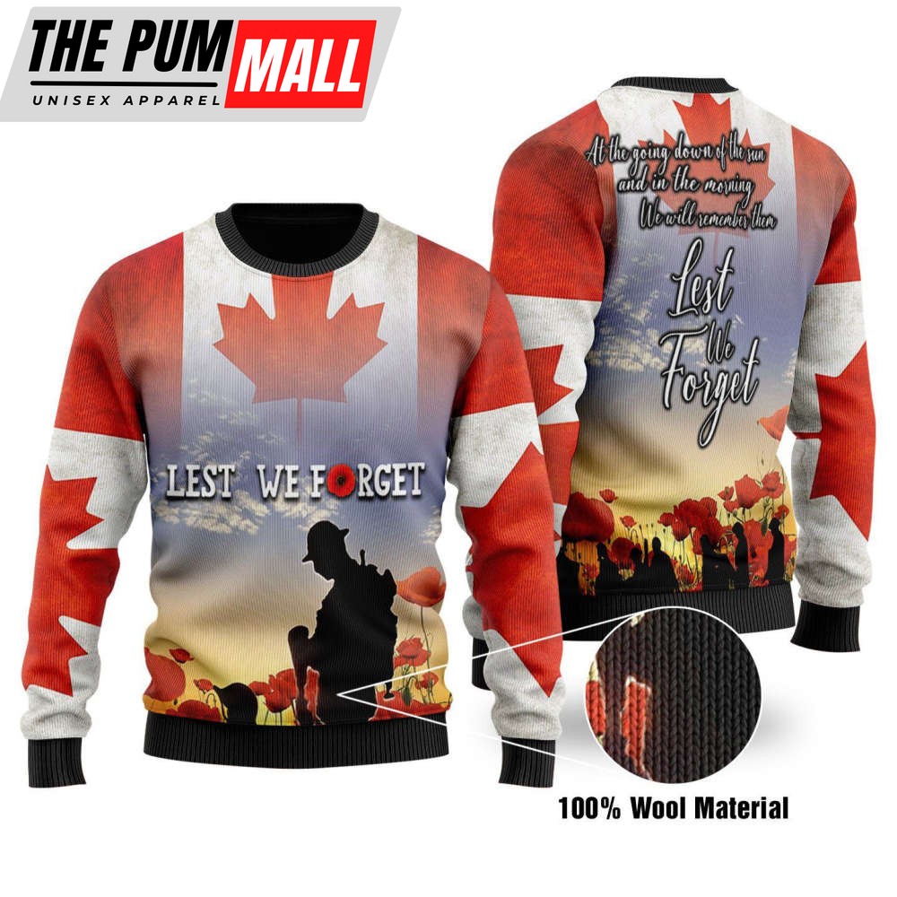 Canadian Christmas Veteran Ugly Sweater Lest We Forget For Christmas Day