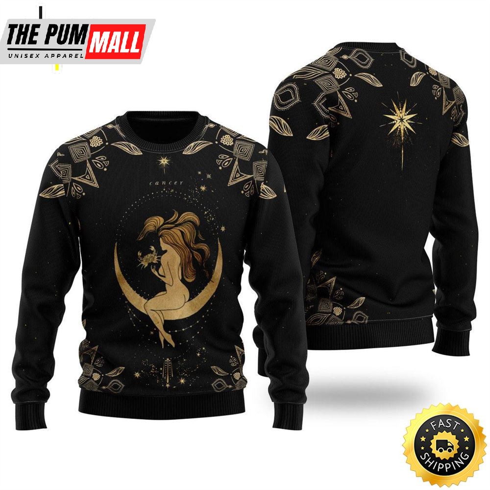 Cancer Golden Zodiac Ugly Christmas Sweater