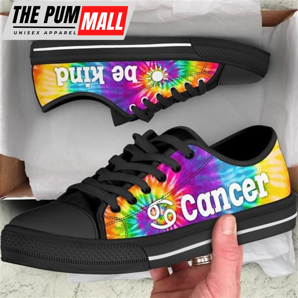 Cancer Zodiac Sign Bekind Tie Dye Canvas Low Top Shoes – Low Top Shoes Mens, Women