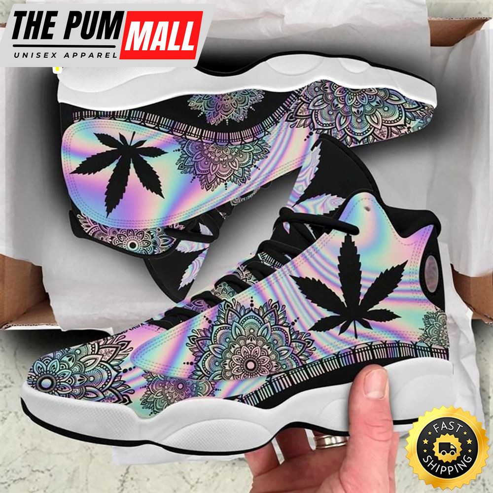 Cannabis Weed Hologram Air Jd 13 Sneakers Shoes For Men And Women Air Jd13 Shoes