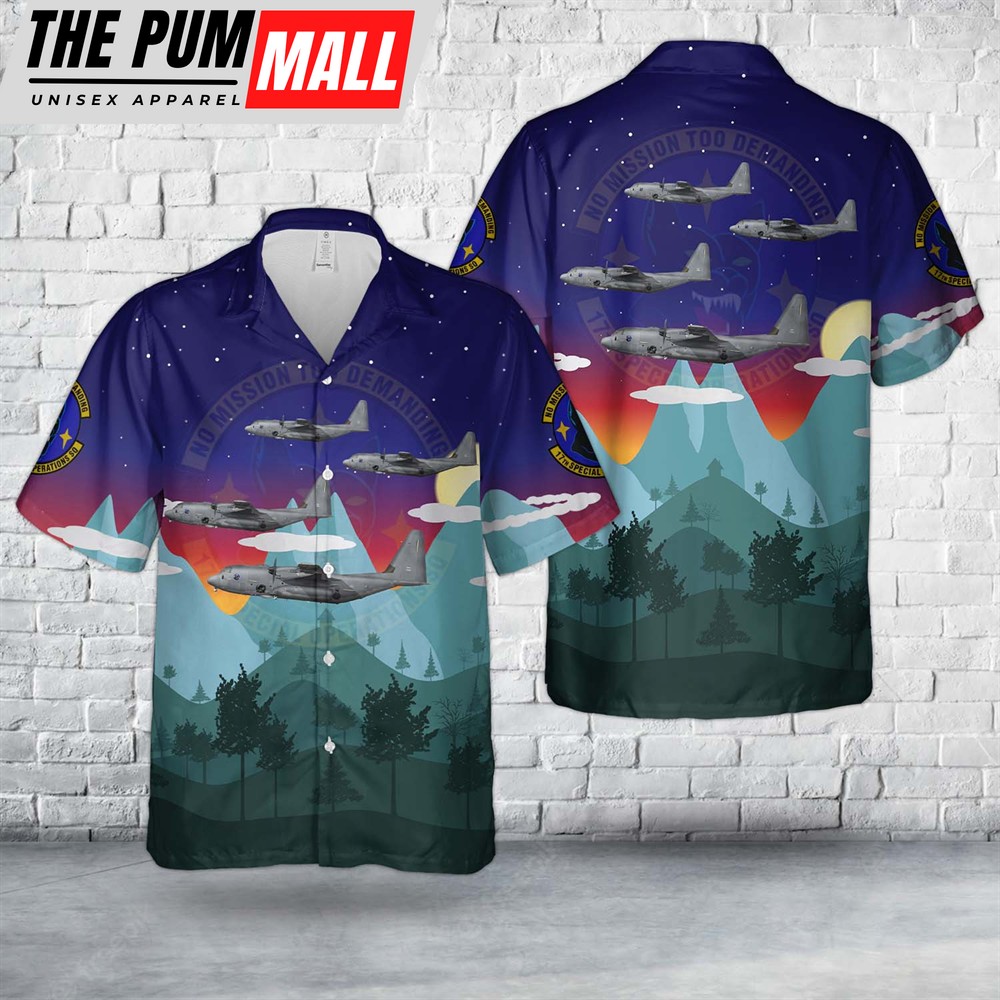 Cannon Air Force Base, New Mexico, US Air Force 17th SOS, 27th SOW, 15-5888, AC-130J Ghost Rider Hawaiian Shirt