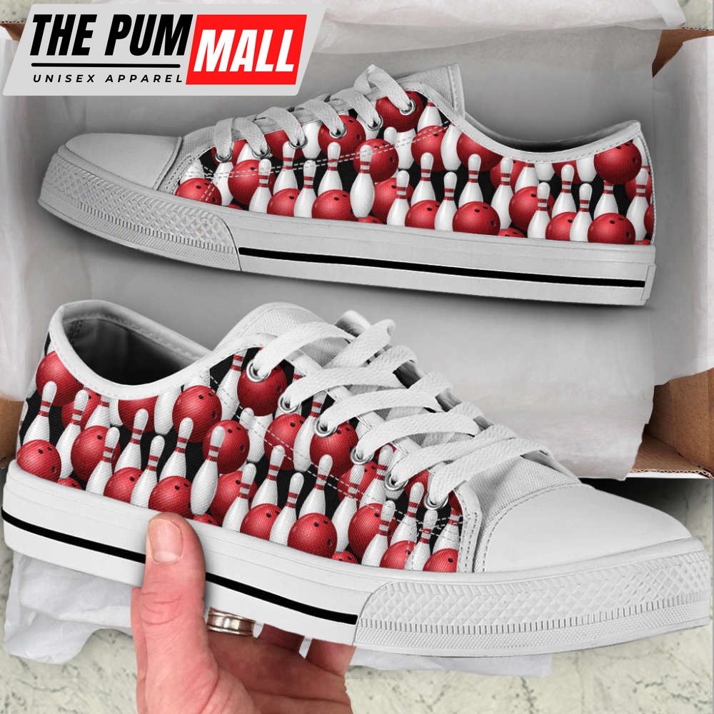 Canvas Print Bowling Pin Low Top Shoes – Trendy Fashion Casual