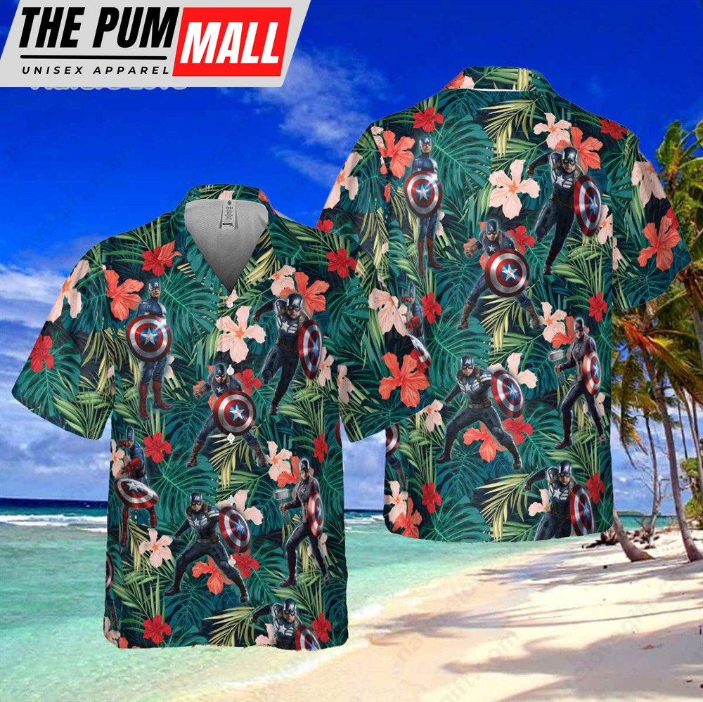 Captain America Marvel Legends​ Tropical Marvel Avengers Hawaiian Shirt