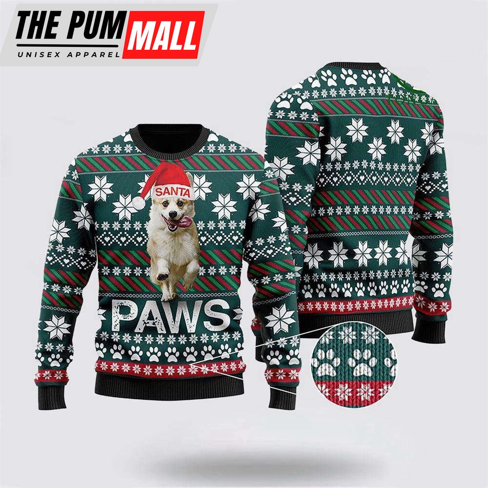 Cardigan Welsh Corgi Santa Printed Christmas Ugly Christmas Sweater For Christmas