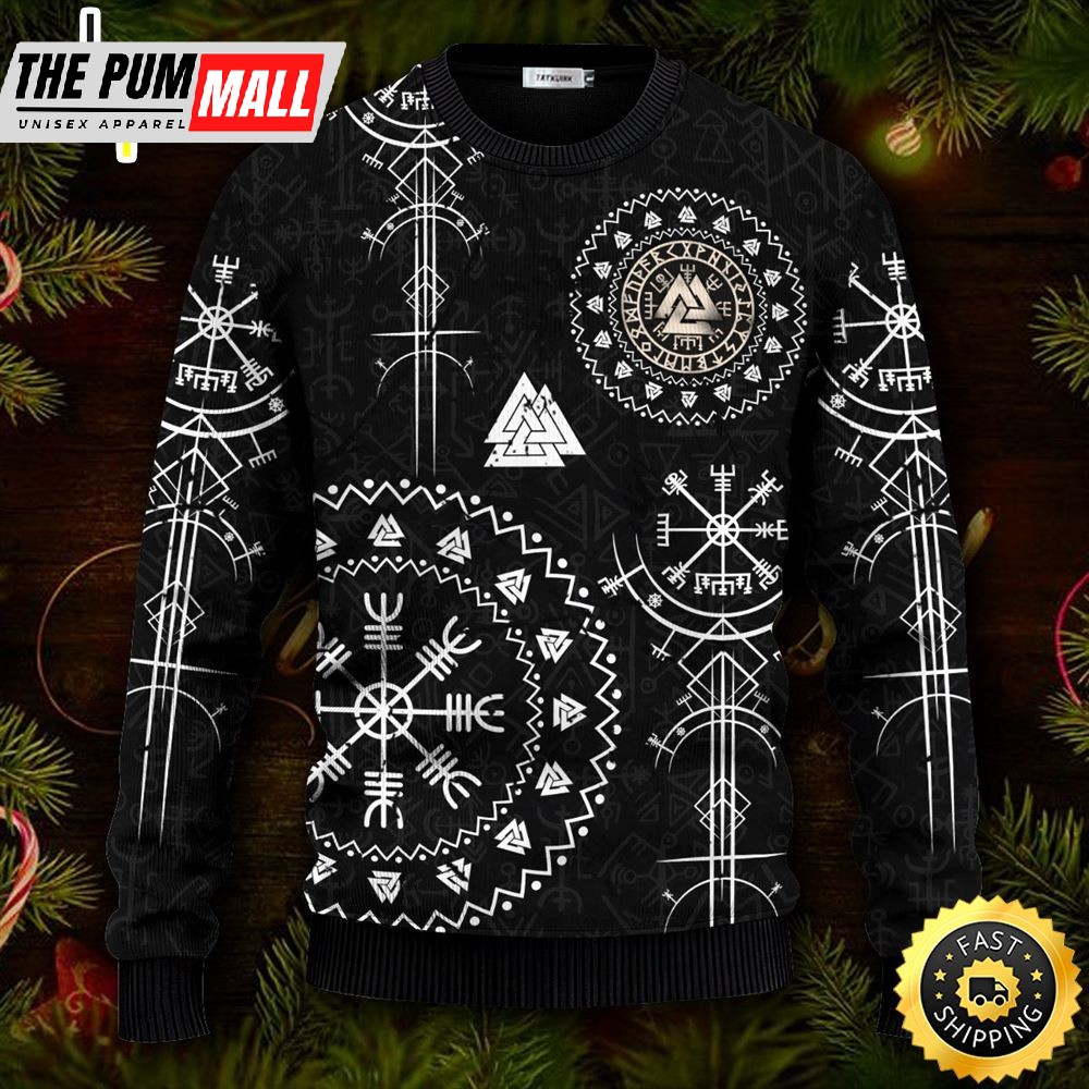 Careful Boy I’m Old For Good Reason Viking Ugly Christmas Skull Sweater Christmas