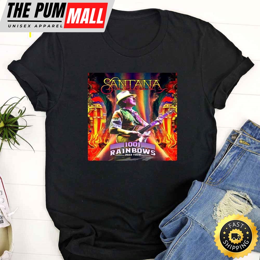 Carlos Santana 1001 Rainbows Las Vegas Tour 2025 Black T-Shirt