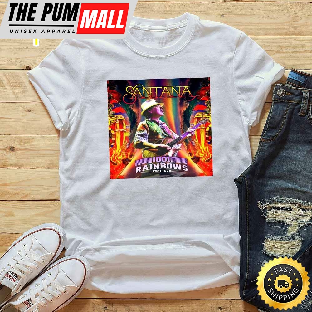 Carlos Santana 1001 Rainbows Las Vegas Tour 2025 White T-Shirt