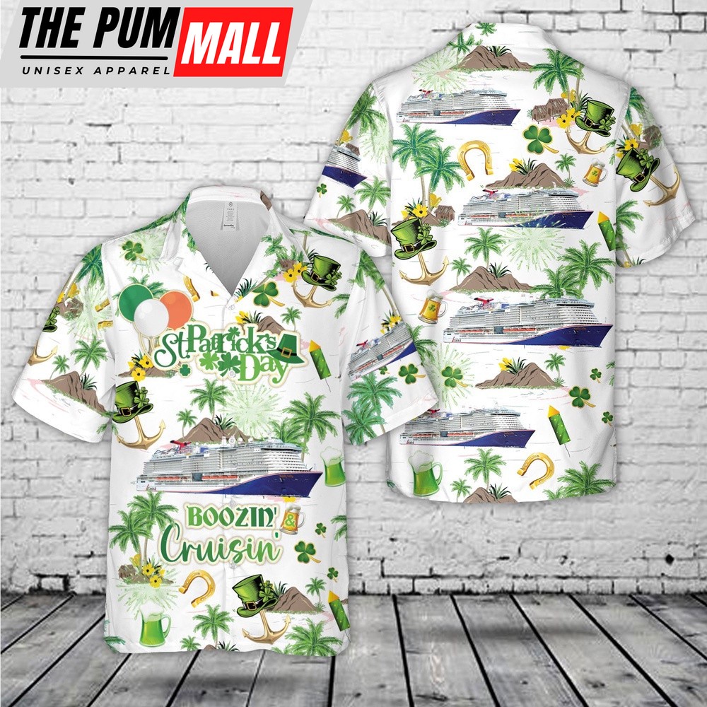 Carnival’s Mardi Gras, St Patricks Day Boozin And Cruisin Hawaiian Shirt, Shamrock Hawaiian Shirt