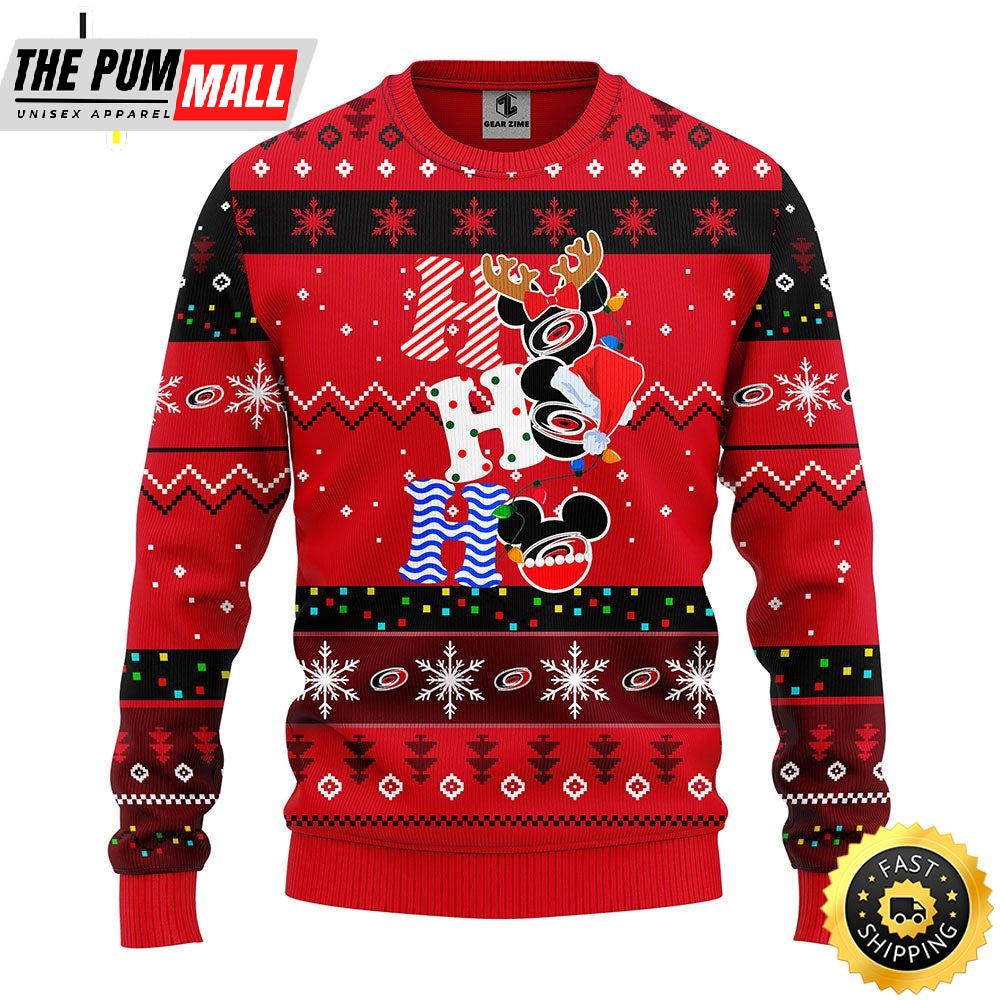 Carolina Hurricanes Hohoho Mickey Christmas Ugly Sweater