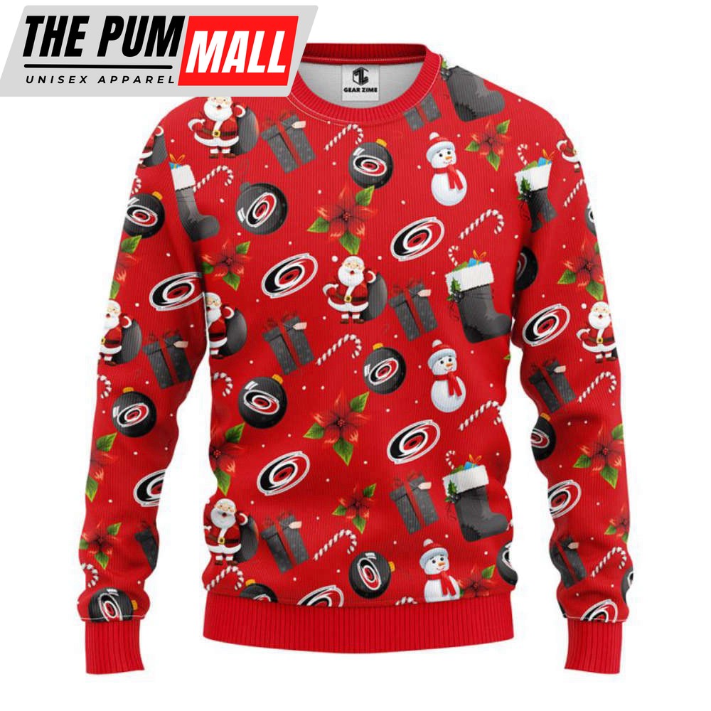 Carolina Hurricanes Santa Claus Snowman Christmas Ugly Sweater For Christmas
