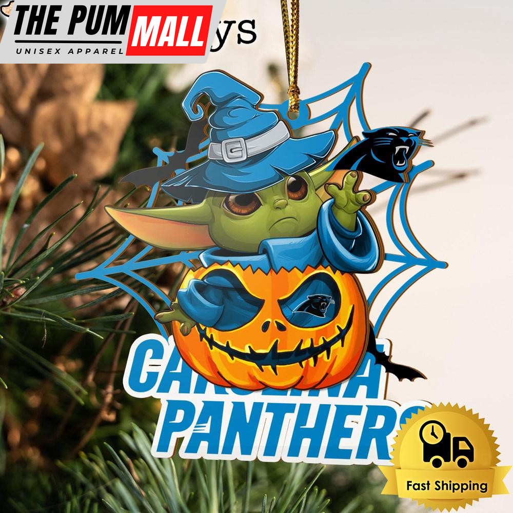 Carolina Panthers Baby Yoda Pumpkin Halloween Ornament Limited Edition