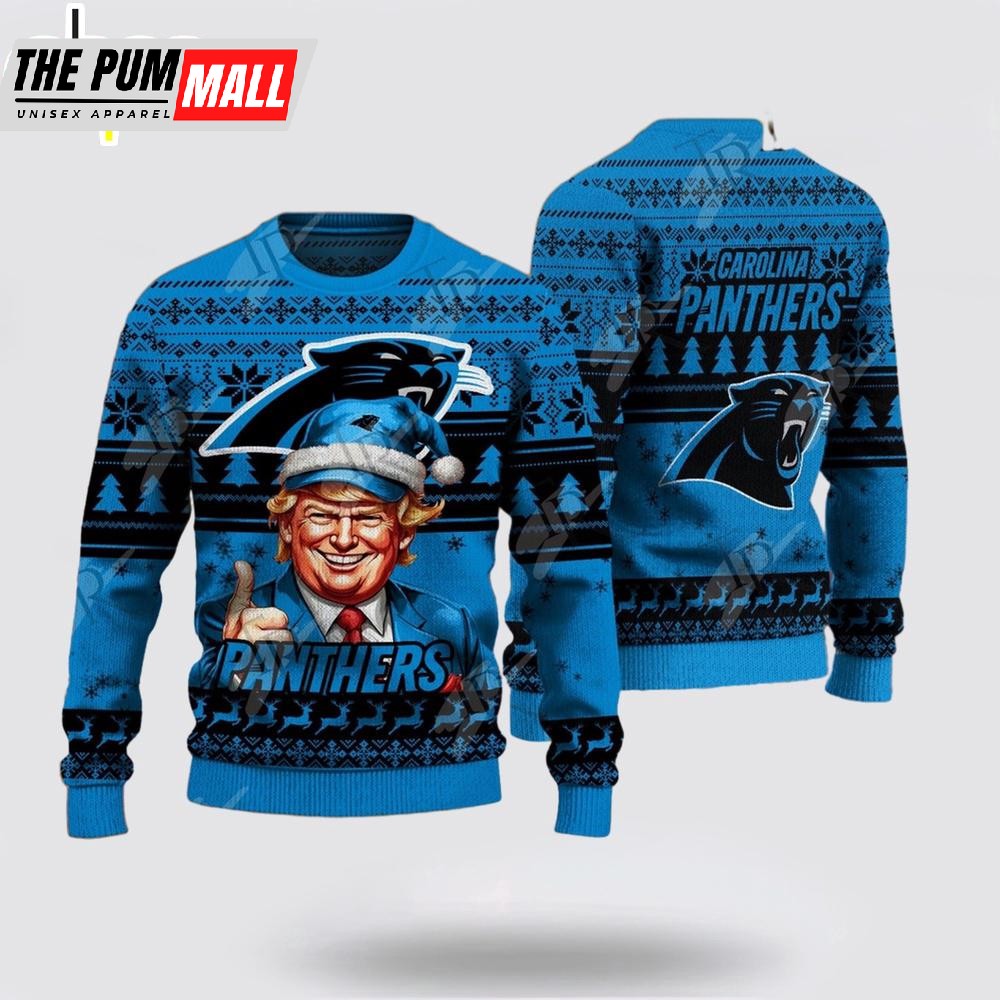 Carolina Panthers Christmas Donald Trump Knitted Sweater