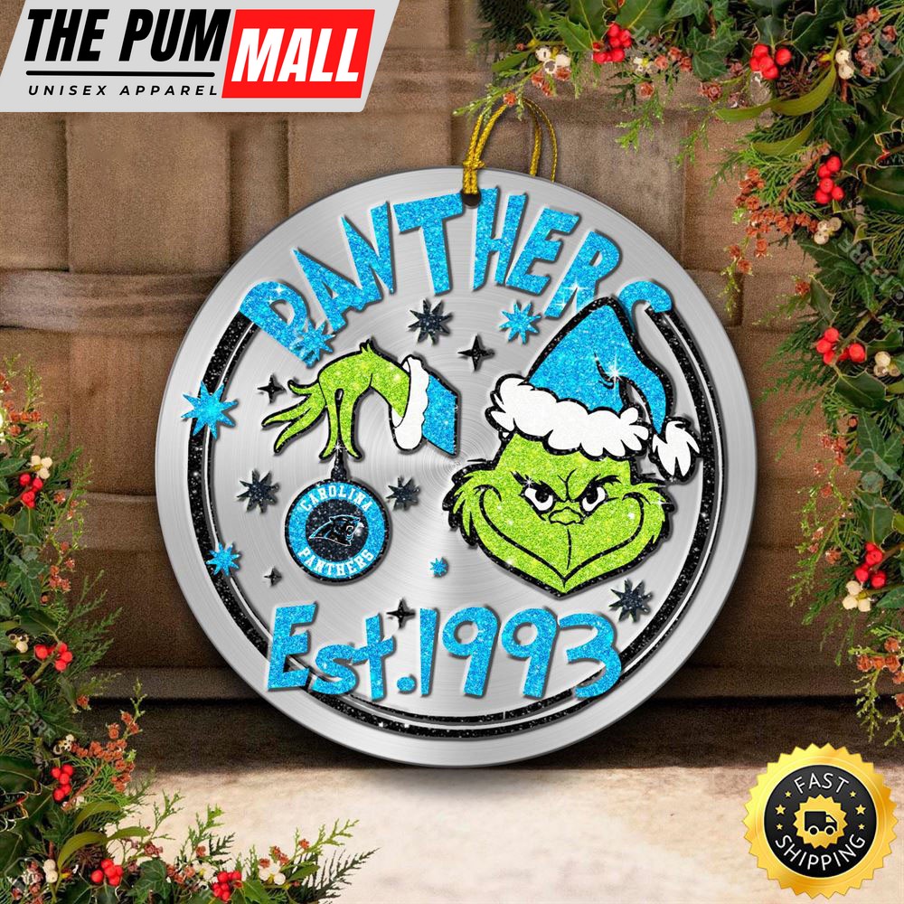 Carolina Panthers Grinch Circle Ornaments Christmas Limited Edition