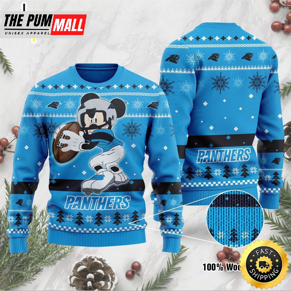 Carolina Panthers Mickey Mouse Funny Ugly Christmas Sweater