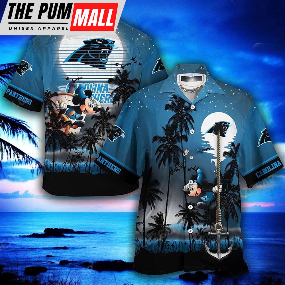 Carolina Panthers Mickey Super Adventure​ Sail Boat Hawaiian Shirt