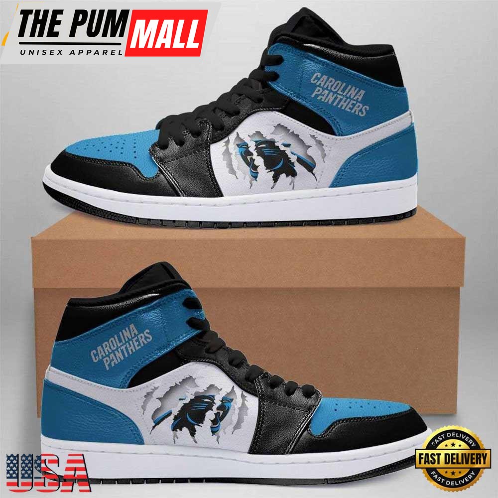 Carolina Panthers NFL ScratchJordan 1 Boot Sneakers Shoes