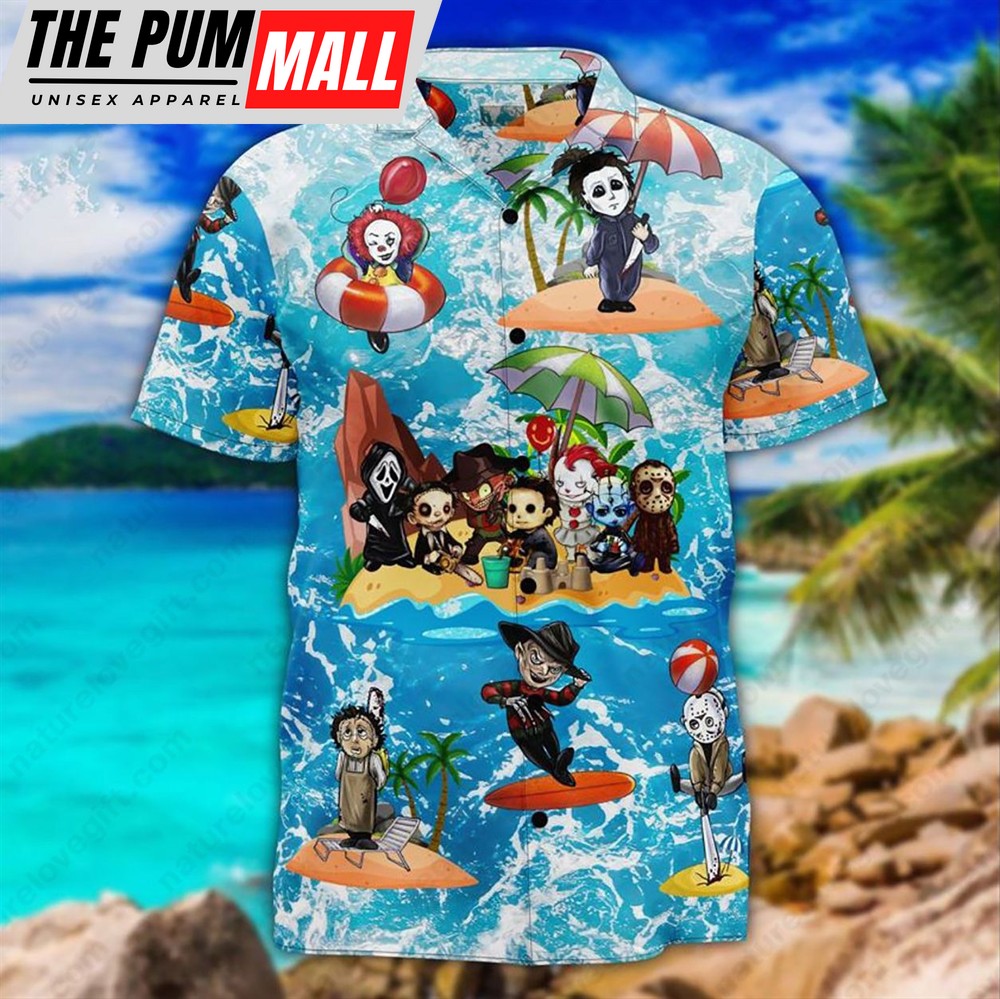 Cartoon Horror Movie Characters Summer Hawaiian Shirt