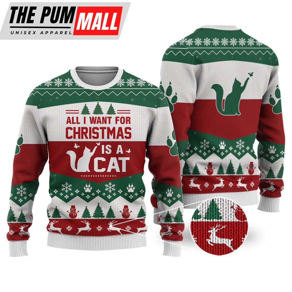 Cat All I Want For Christmas Sweater, Best Christmas Gift For Pet Lover