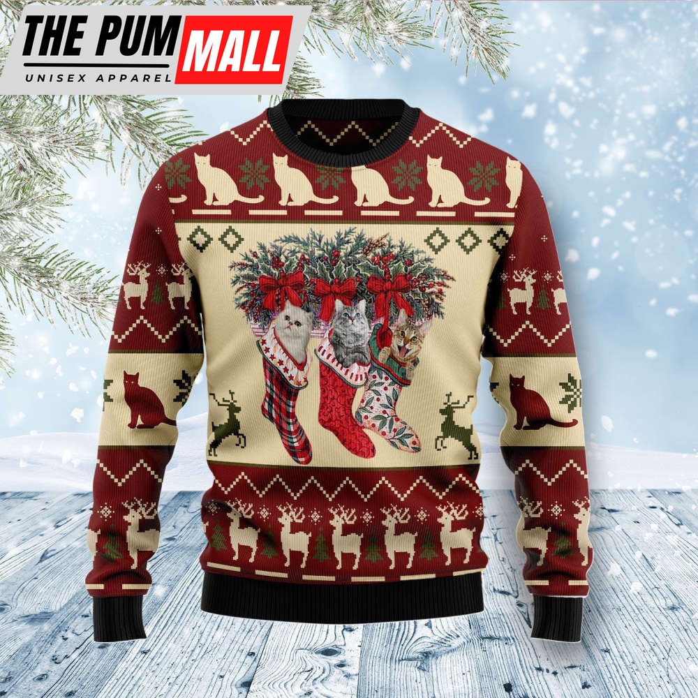 Cat And Sock Xmas Ugly Christmas Sweater, Best Gift For Christmas 2023