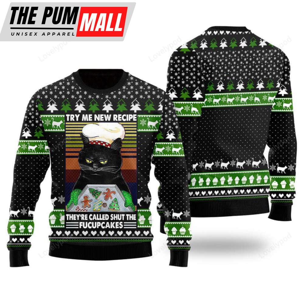 Cat Bakes Fucupcakes Funny Ugly Christmas Sweater Gift For Christmas