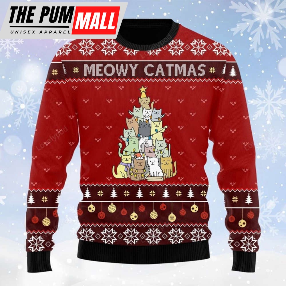 Cat Christmas Tree Ugly Sweater: Perfect Gift for Cat Lovers