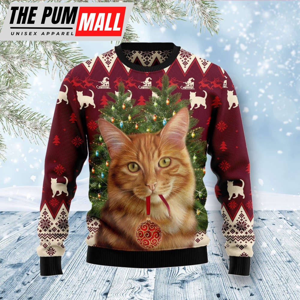 Cat Decor Pine Ugly Christmas Sweater, Best Gift For Christmas 2023