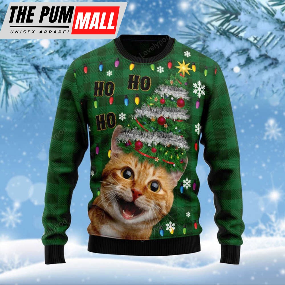 Cat Ho Ho Ho Christmas Funny Ugly Christmas Sweater For Christmas